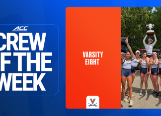 Virginia’s Varsity Eight Earns ACC Crew of the Week Honors