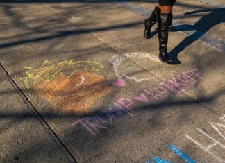 Grounds Department Power Washes Student Political Chalk Messages Ahead of Cornell Days