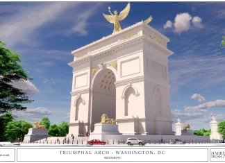 New renderings show Trump’s planned 250-foot triumphal arch