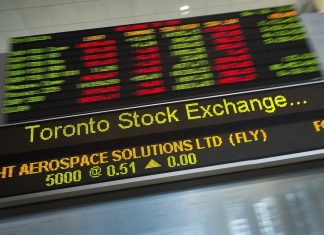 S&P/TSX composite down more than 100 points, U.S. stock markets also lower