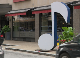 Giant musical notes are popping up around 4th Street
