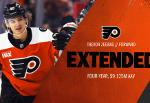Philadelphia Flyers Agree To Terms With Forward Trevor Zegras On A Four-Year Contract